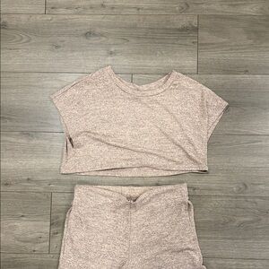 Heathered Crop Top and Pant Set